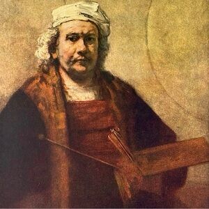 SELF-PORTRAIT, 1663 REMBRANDT Original Vintage Fine Art 1950’s Print USA Printed